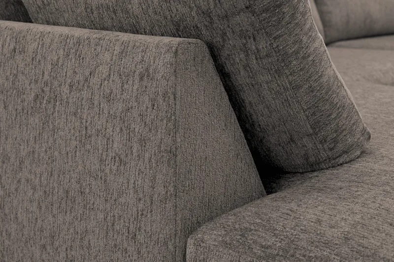 Scandi Djup 4-sits Soffa med Schäslong Vänster i Chenille - Grå - Möbler - Soffa - Divansoffa & schäslongsoffa - 4 sits soffa med divan