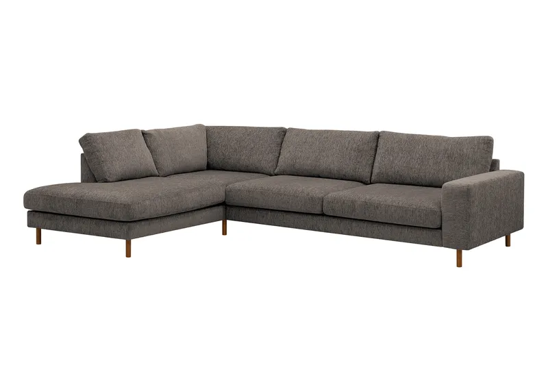 Scandi Djup 4-sits Soffa med Schäslong Vänster i Chenille - Grå - Möbler - Soffa - Divansoffa & schäslongsoffa - 4 sits soffa med divan