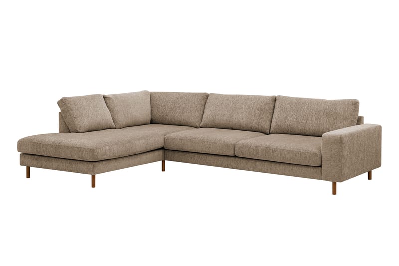 Scandi Djup 4-sits Soffa med Schäslong Vänster i Chenille - Mörkbeige - Möbler - Soffa - Divansoffa & schäslongsoffa - 4 sits soffa med divan