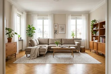Scandi Djup 4-sits Soffa med Schäslong Vänster i Chenille - Mörkbeige - Möbler - Soffa - Divansoffa & schäslongsoffa - 4 sits soffa med divan