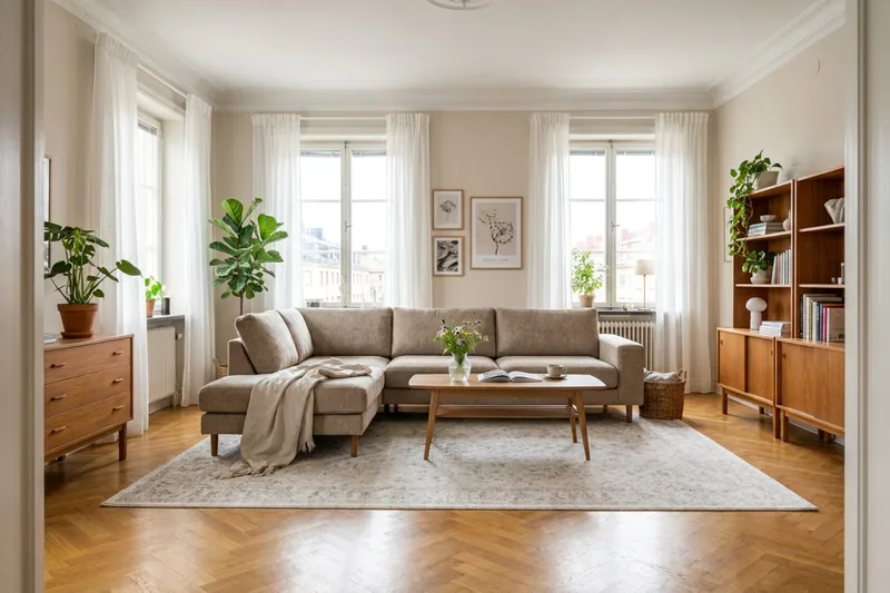 Scandi Djup 4-sits Soffa med Schäslong Vänster i Chenille - Mörkbeige - Möbler - Soffa - Divansoffa & schäslongsoffa - 4 sits soffa med divan