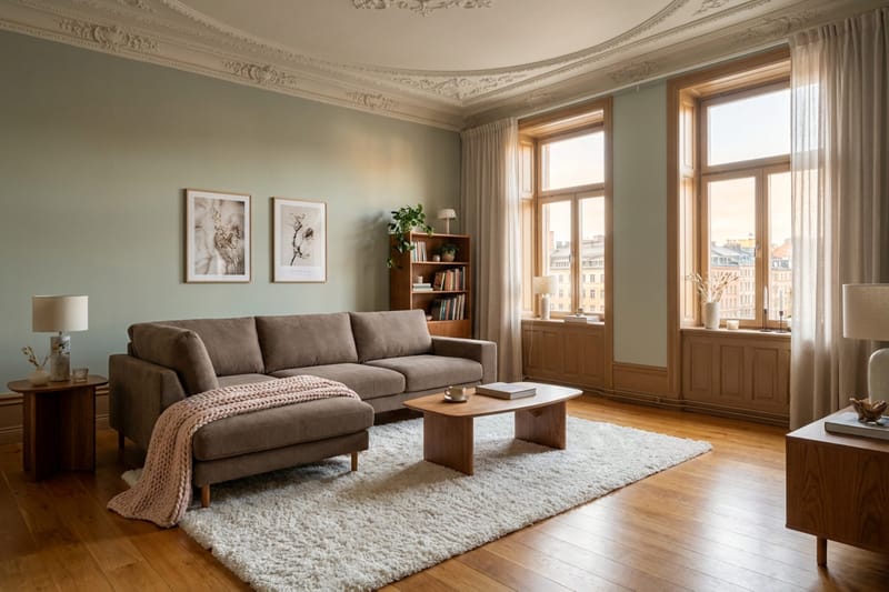 Scandi Djup 4-sits Soffa med Schäslong Vänster i Manchester - Brun - Möbler - Soffa - Divansoffa & schäslongsoffa - 4 sits soffa med divan