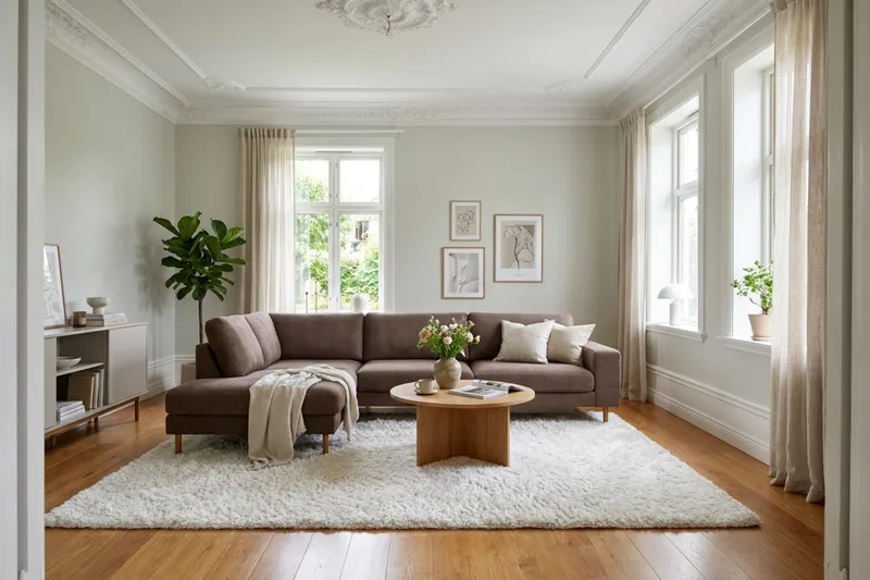 Scandi Djup 4-sits Soffa med Schäslong Vänster i Tyg - Mörkbrun - Möbler - Soffa - Divansoffa & schäslongsoffa - 4 sits soffa med divan