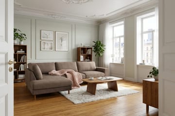 Scandi Djup 4-sits Soffa med Schäslong Vänster i Tyg - Mörkbrun - Möbler - Soffa - Divansoffa & schäslongsoffa - 4 sits soffa med divan