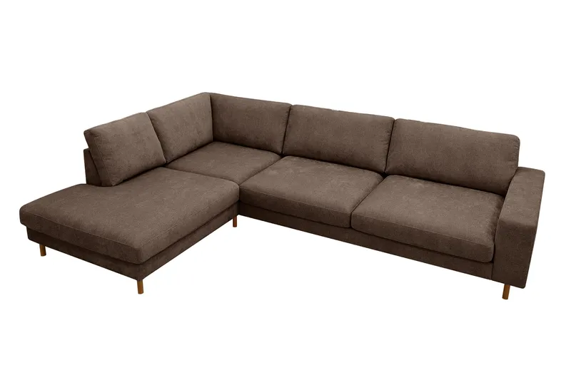 Scandi Djup 4-sits Soffa med Schäslong Vänster i Tyg - Mörkbrun - Möbler - Soffa - Divansoffa & schäslongsoffa - 4 sits soffa med divan