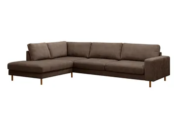 Scandi Djup 4-sits Soffa med Schäslong Vänster i Tyg - Mörkbrun - Möbler - Soffa - Divansoffa & schäslongsoffa - 4 sits soffa med divan