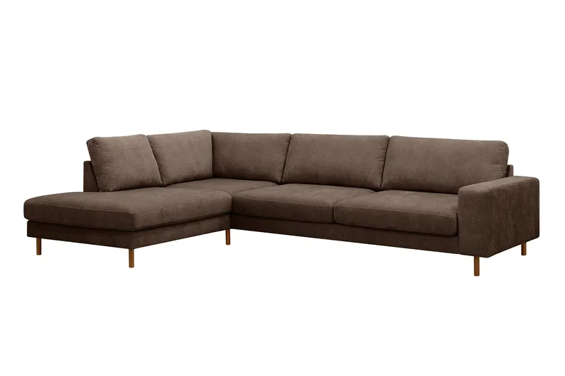 Scandi Djup 4-sits Soffa med Schäslong Vänster i Tyg - Mörkbrun - Möbler - Soffa - Divansoffa & schäslongsoffa - 4 sits soffa med divan