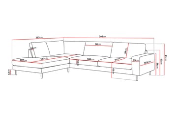 Scandi Djup 4-sits Soffa med Schäslong Vänster i Tyg - Mörkbrun - Möbler - Soffa - Divansoffa & schäslongsoffa - 4 sits soffa med divan