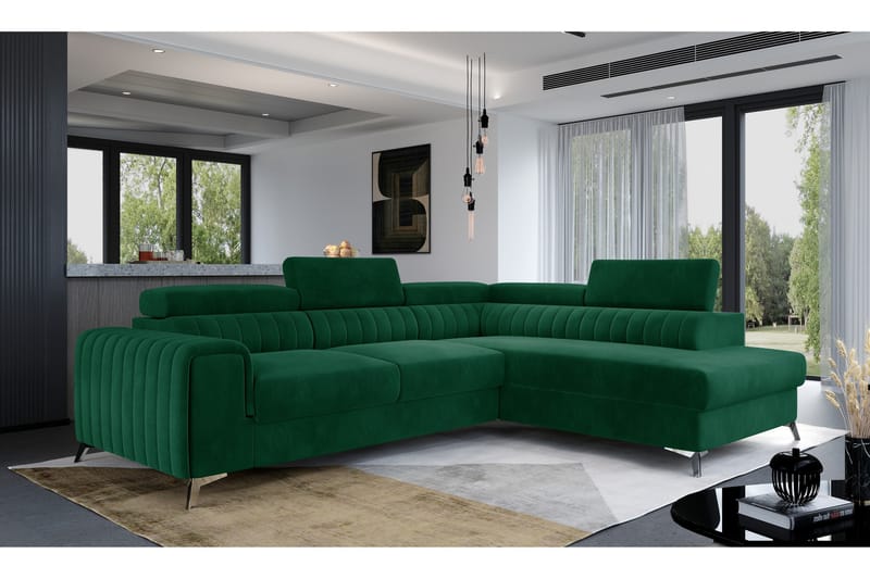 Schäslongsoffa Laucha Höger - Grön - Möbler - Soffa - Divansoffa & schäslongsoffa - 4 sits soffa med divan