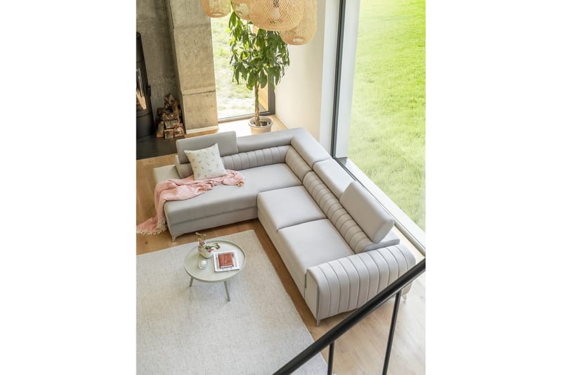 Schäslongsoffa Laucha Vänster - Beige - Möbler - Soffa - Divansoffa & schäslongsoffa - 4 sits soffa med divan