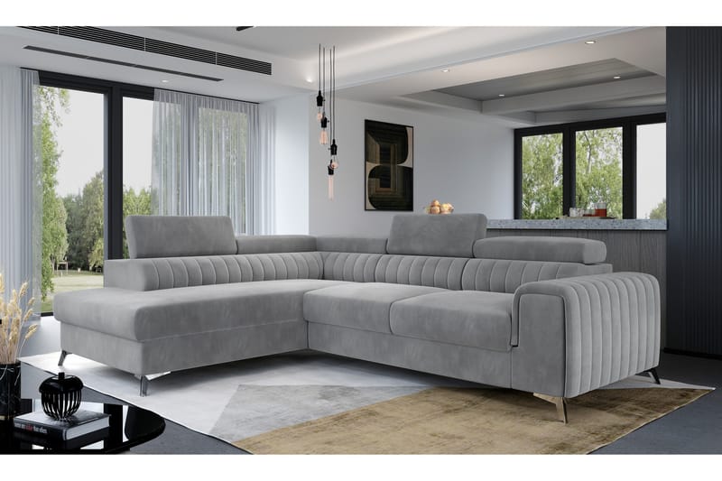 Schäslongsoffa Laucha Vänster - Grå - Möbler - Soffa - Divansoffa & schäslongsoffa - 4 sits soffa med divan