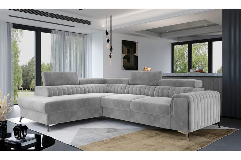 Schäslongsoffa Laucha Vänster - Ljusgrå - Möbler - Soffa - Divansoffa & schäslongsoffa - 4 sits soffa med divan