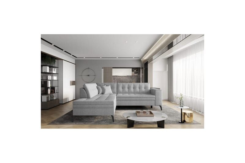 Sektion Eltap Lanvin 260x210x93 cm - Borneo 4, Grå, Vänster - Möbler - Soffa - Divansoffa & schäslongsoffa - 4 sits soffa med divan