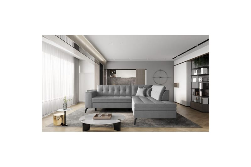 Sektion Eltap Lanvin 260x210x93 cm - Flores 4, Ljusgrå, Höger - Möbler - Soffa - Divansoffa & schäslongsoffa - 4 sits soffa med divan