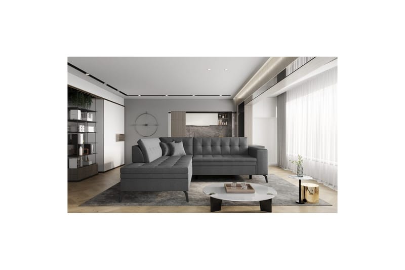 Sektion Eltap Lanvin 260x210x93 cm - Flores 5, Grå, Vänster - Möbler - Soffa - Divansoffa & schäslongsoffa - 4 sits soffa med divan
