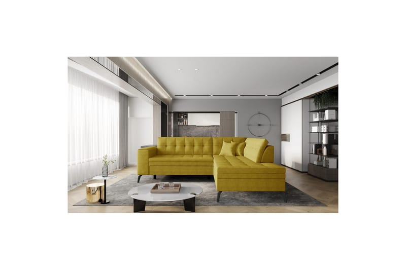 Sektion Eltap Lanvin 260x210x93 cm - Gojo 45, Gul, Höger - Möbler - Soffa - Divansoffa & schäslongsoffa - 4 sits soffa med divan