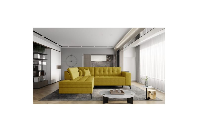 Sektion Eltap Lanvin 260x210x93 cm - Gojo 45, Gul, Vänster - Möbler - Soffa - Divansoffa & schäslongsoffa - 4 sits soffa med divan