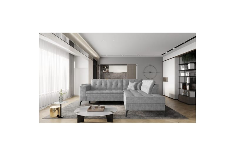 Sektion Eltap Lanvin 260x210x93 cm - Leve 4, Grå, Höger - Möbler - Soffa - Divansoffa & schäslongsoffa - 4 sits soffa med divan
