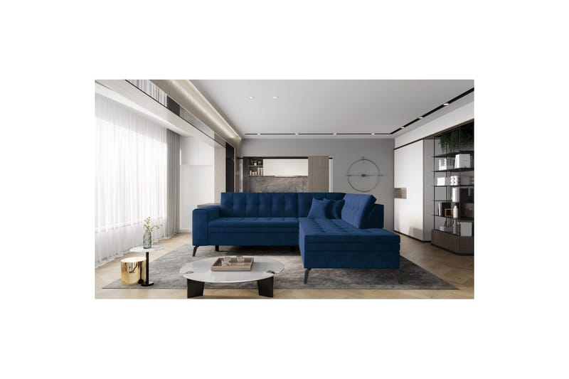 Sektion Eltap Lanvin 260x210x93 cm - Lukso 40, Mörkblå, Höger - Möbler - Soffa - Divansoffa & schäslongsoffa - 4 sits soffa med divan