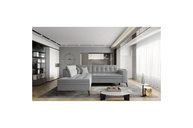 Sektion Eltap Lanvin 260x210x93 cm - Nube 3, Ljusgrå, Vänster - Möbler - Soffa - Divansoffa & schäslongsoffa - 4 sits soffa med divan