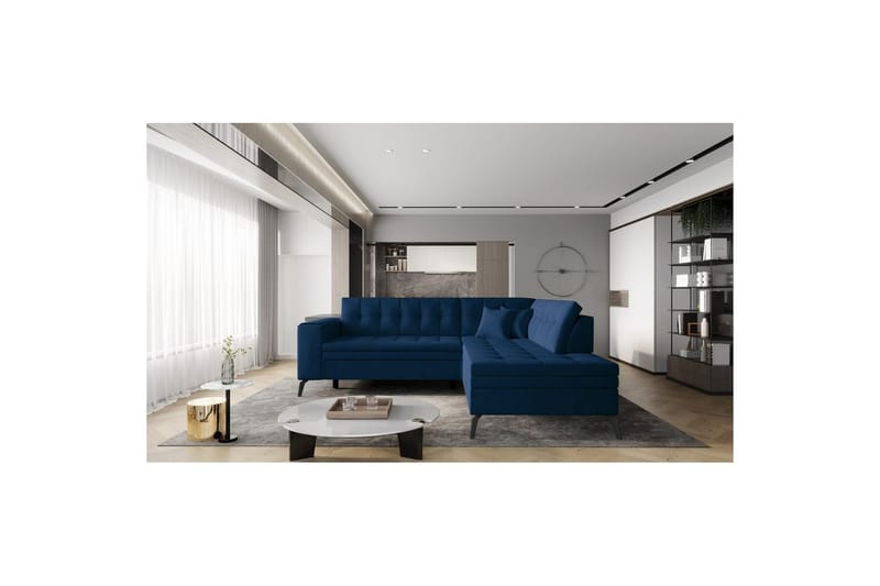 Sektion Eltap Lanvin 260x210x93 cm - Nube 40, Blå, Höger - Möbler - Soffa - Divansoffa & schäslongsoffa - 4 sits soffa med divan