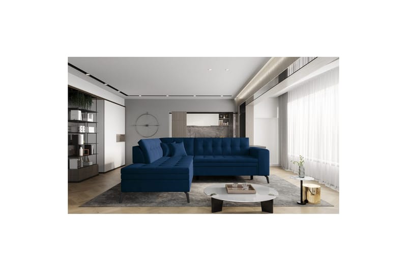 Sektion Eltap Lanvin 260x210x93 cm - Nube 40, Blå, Vänster - Möbler - Soffa - Divansoffa & schäslongsoffa - 4 sits soffa med divan