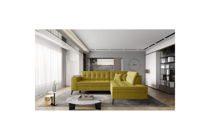 Sektion Eltap Lanvin 260x210x93 cm - Nube 45, Gul, Höger - Möbler - Soffa - Divansoffa & schäslongsoffa - 4 sits soffa med divan