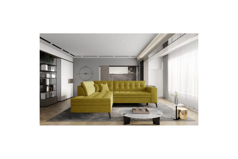 Sektion Eltap Lanvin 260x210x93 cm - Nube 45, Gul, Vänster - Möbler - Soffa - Divansoffa & schäslongsoffa - 4 sits soffa med divan