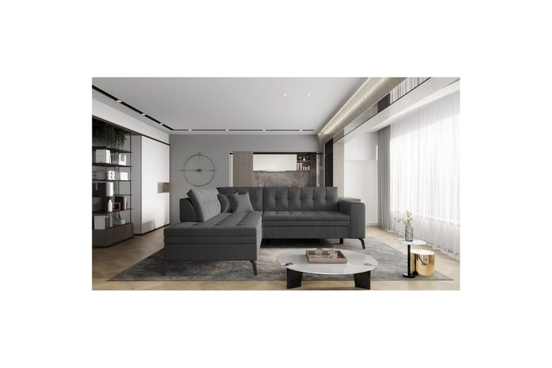 Sektion Eltap Lanvin 260x210x93 cm - Nube 6, Mörkgrå, Vänster - Möbler - Soffa - Divansoffa & schäslongsoffa - 4 sits soffa med divan