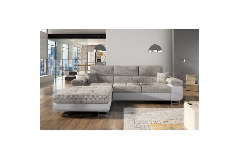 Sektionssoffa Eltap Armando 289x85x203 cm - Berlin 01, Mjuk 17, Grå, Vit, Vänster - Möbler - Soffa - Divansoffa & schäslongsoffa - 3 sits soffa med divan