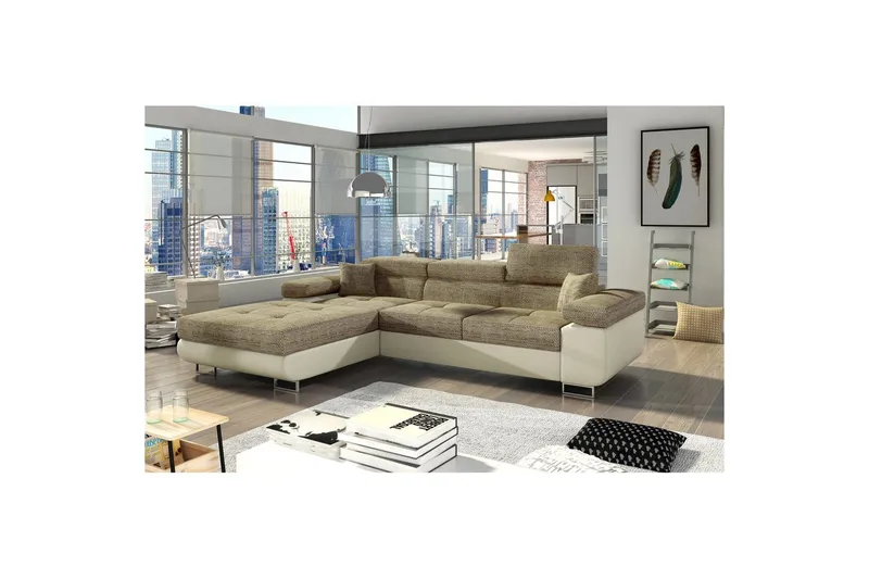 Sektionssoffa Eltap Armando 289x85x203 cm - Berlin 03, Mjuk 33, Beige, Vänster - Möbler - Soffa - Divansoffa & schäslongsoffa - 3 sits soffa med divan