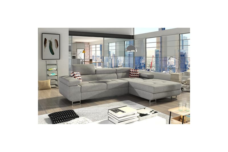 Sektionssoffa Eltap Armando 289x85x203 cm - Gusto 88, Zigzag 60, Grå, Mönster, Höger - Möbler - Soffa - Divansoffa & schäslongsoffa - 3 sits soffa med divan