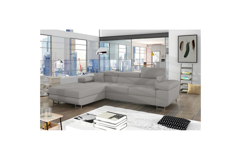 Sektionssoffa Eltap Armando 289x85x203 cm - Jarell 03, Ljusgrå, Vänster - Möbler - Soffa - Divansoffa & schäslongsoffa - 3 sits soffa med divan