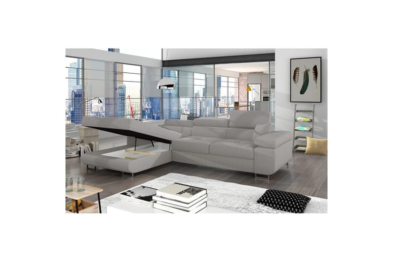 Sektionssoffa Eltap Armando 289x85x203 cm - Jarell 03, Ljusgrå, Vänster - Möbler - Soffa - Divansoffa & schäslongsoffa - 3 sits soffa med divan