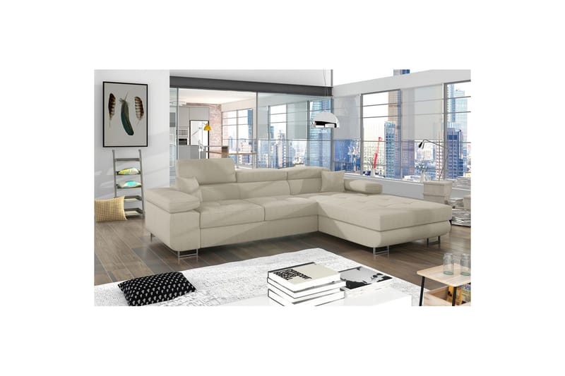 Sektionssoffa Eltap Armando 289x85x203 cm - Jarell 18, Ljusbeige, Höger - Möbler - Soffa - Divansoffa & schäslongsoffa - 3 sits soffa med divan