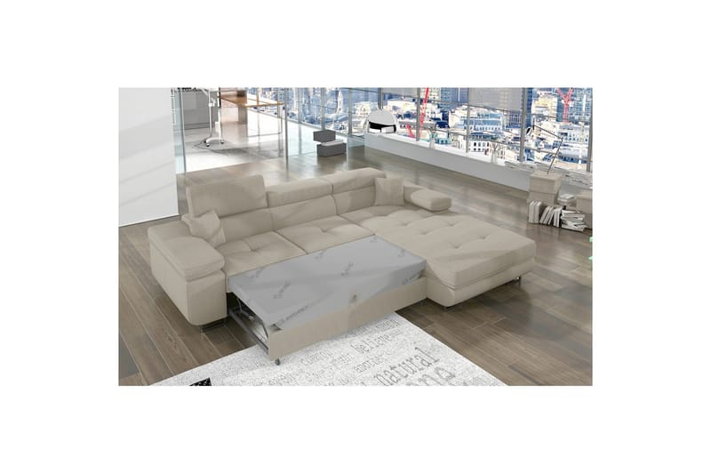 Sektionssoffa Eltap Armando 289x85x203 cm - Jarell 18, Ljusbeige, Höger - Möbler - Soffa - Divansoffa & schäslongsoffa - 3 sits soffa med divan