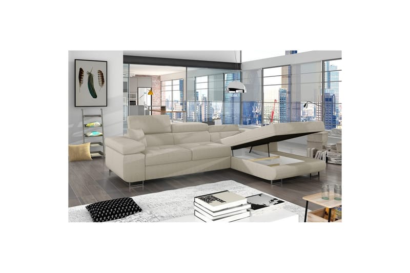 Sektionssoffa Eltap Armando 289x85x203 cm - Jarell 18, Ljusbeige, Höger - Möbler - Soffa - Divansoffa & schäslongsoffa - 3 sits soffa med divan
