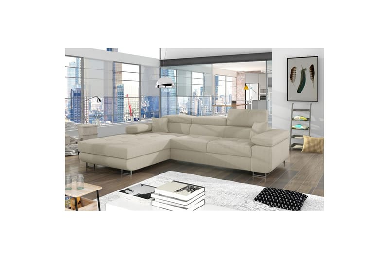 Sektionssoffa Eltap Armando 289x85x203 cm - Jarell 18, Ljusbeige, Vänster - Möbler - Soffa - Divansoffa & schäslongsoffa - 3 sits soffa med divan