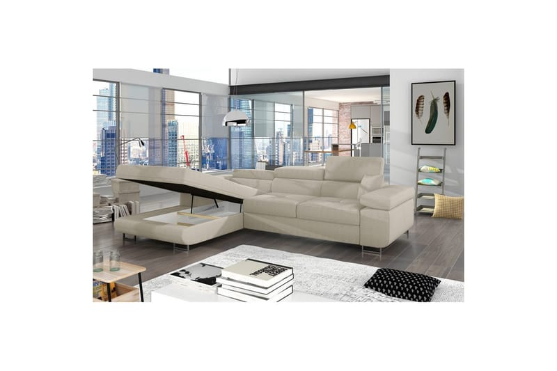 Sektionssoffa Eltap Armando 289x85x203 cm - Jarell 18, Ljusbeige, Vänster - Möbler - Soffa - Divansoffa & schäslongsoffa - 3 sits soffa med divan