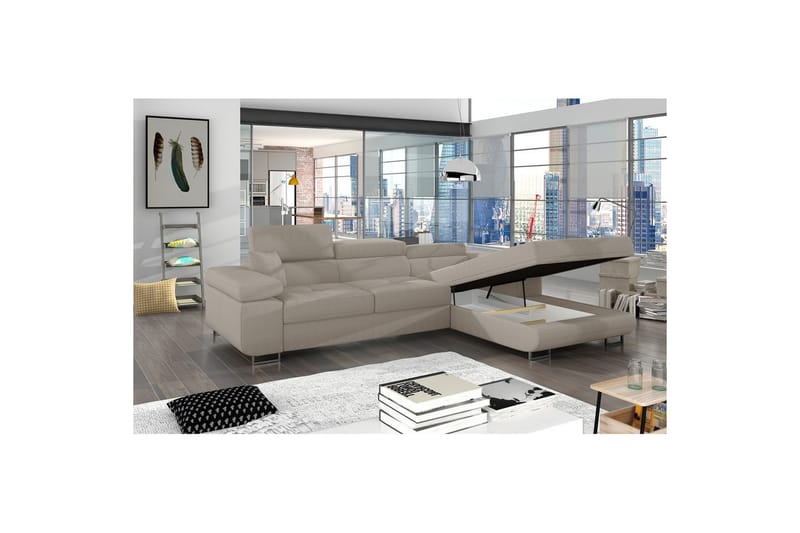 Sektionssoffa Eltap Armando 289x85x203 cm - Jarell 20, Beige, Höger - Möbler - Soffa - Divansoffa & schäslongsoffa - 3 sits soffa med divan