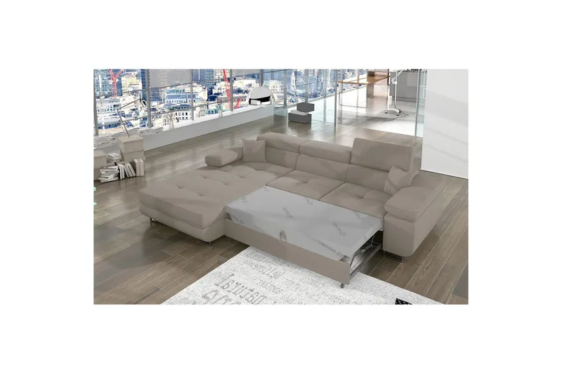 Sektionssoffa Eltap Armando 289x85x203 cm - Jarell 20, Beige, Vänster - Möbler - Soffa - Divansoffa & schäslongsoffa - 3 sits soffa med divan