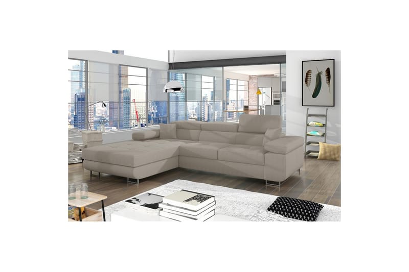 Sektionssoffa Eltap Armando 289x85x203 cm - Jarell 20, Beige, Vänster - Möbler - Soffa - Divansoffa & schäslongsoffa - 3 sits soffa med divan