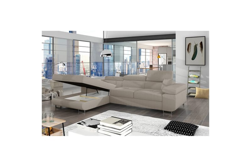 Sektionssoffa Eltap Armando 289x85x203 cm - Jarell 20, Beige, Vänster - Möbler - Soffa - Divansoffa & schäslongsoffa - 3 sits soffa med divan