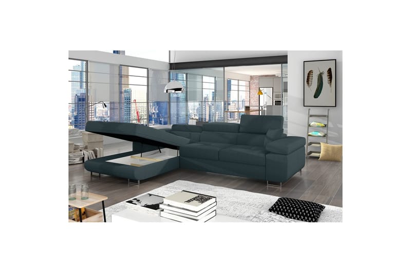 Sektionssoffa Eltap Armando 289x85x203 cm - Jarell 38, Blå, Vänster - Möbler - Soffa - Divansoffa & schäslongsoffa - 3 sits soffa med divan