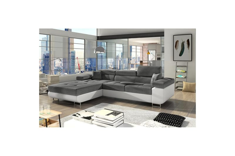 Sektionssoffa Eltap Armando 289x85x203 cm, Sawana 05, Soft 17, Grå, Vit, Vänster