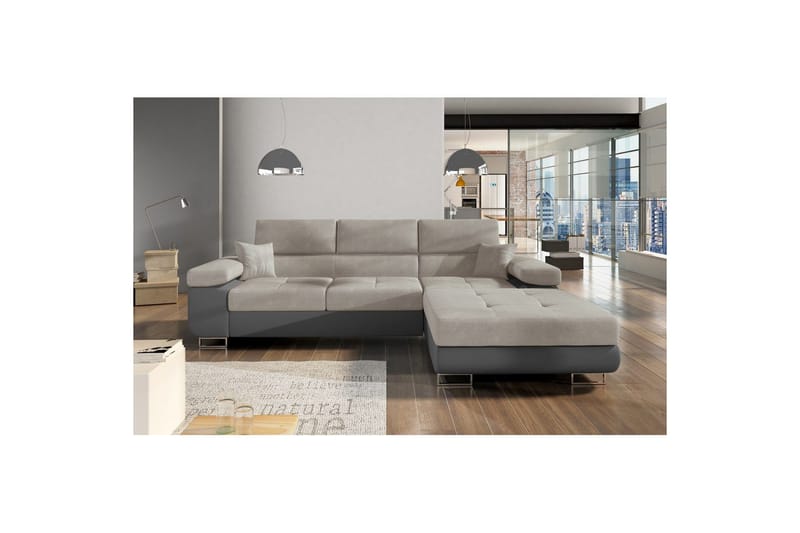 Sektionssoffa Eltap Armando 289x85x203 cm - Soro 83, Soft 29, Vit, Grå, Höger - Möbler - Soffa - Divansoffa & schäslongsoffa - 3 sits soffa med divan