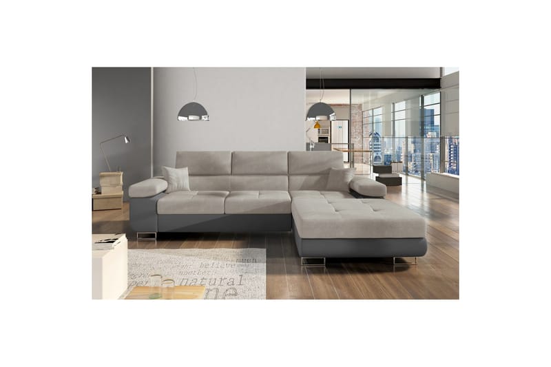 Sektionssoffa Eltap Armando 289x85x203 cm - Soro 83, Soft 29, Vit, Grå, Höger - Möbler - Soffa - Divansoffa & schäslongsoffa - 3 sits soffa med divan