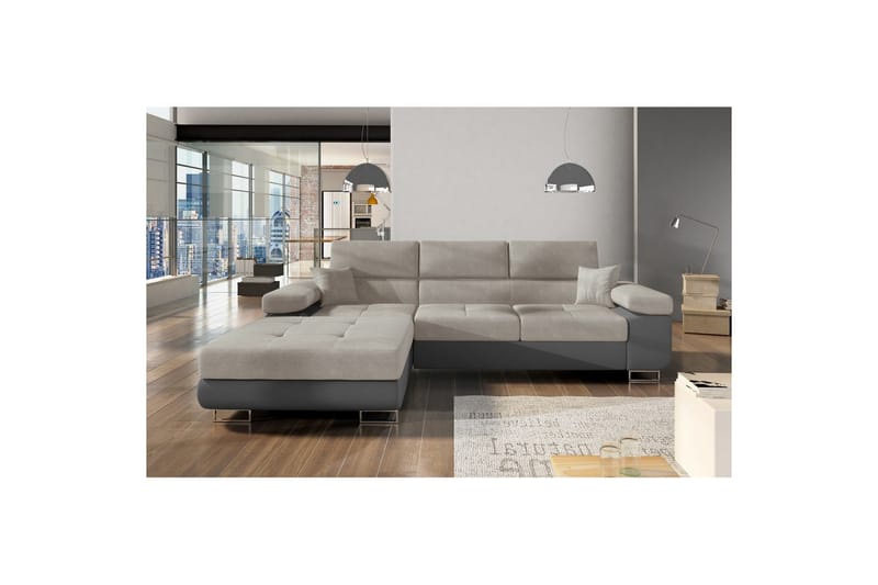 Sektionssoffa Eltap Armando 289x85x203 cm - Soro 83, Soft 29, Vit, Grå, Vänster - Möbler - Soffa - Divansoffa & schäslongsoffa - 3 sits soffa med divan