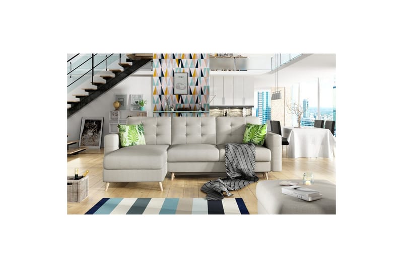 Sektionssoffa Eltap Asgard L 248x93x162 cm - Överdrag 02, Jungle 32, Ljusgrå, Mönster - Möbler - Soffa - Divansoffa & schäslongsoffa - 3 sits soffa med divan