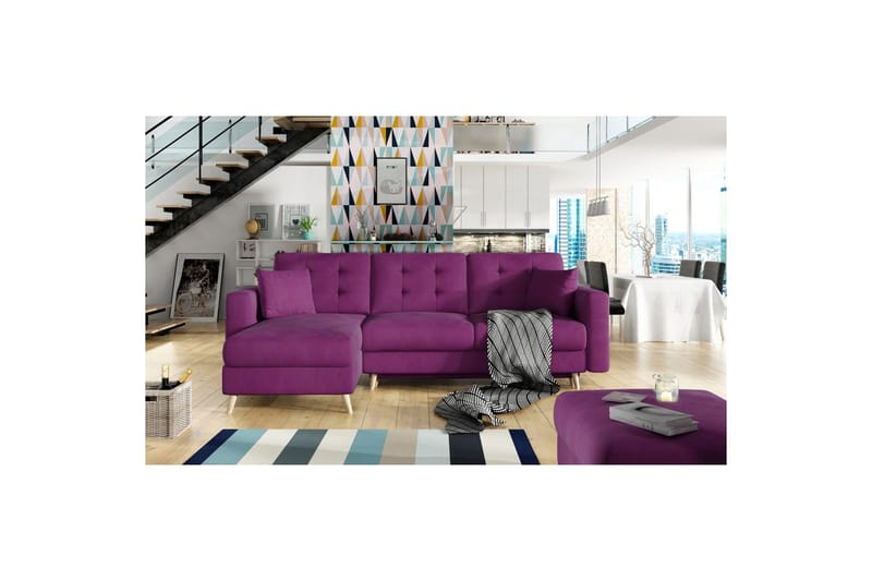 Sektionssoffa Eltap Asgard L 248x93x162 cm - Mat Velvet 68, Röd - Möbler - Soffa - Divansoffa & schäslongsoffa - 3 sits soffa med divan